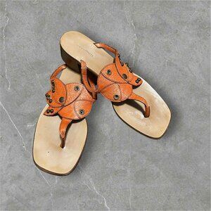 Coccinelle Orange Leather Sandals | Size 38 | Made in Portugal | Chic Summer Sli